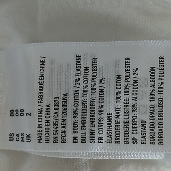 American Eagle "Hi-Rise Shortie" Denim White Lace Jean Shorts Sz 00 - Picture 11 of 11